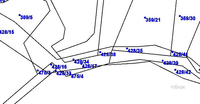 Parcela st. 428/38 v KÚ Kosičky, Katastrální mapa