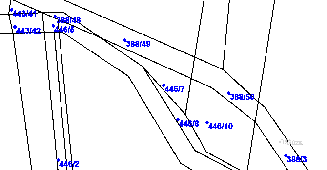 Parcela st. 446/7 v KÚ Kosičky, Katastrální mapa