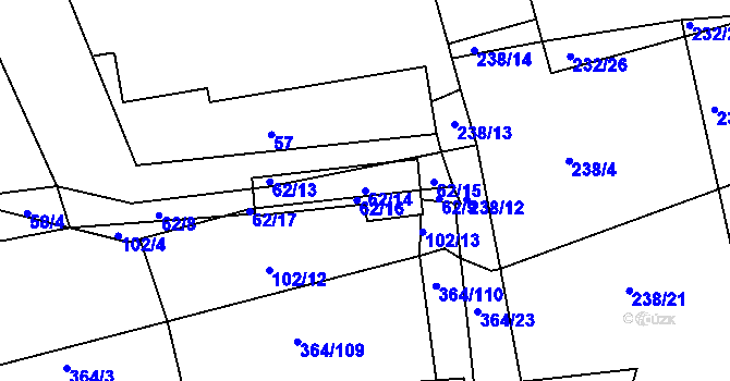 Parcela st. 62/14 v KÚ Kosičky, Katastrální mapa