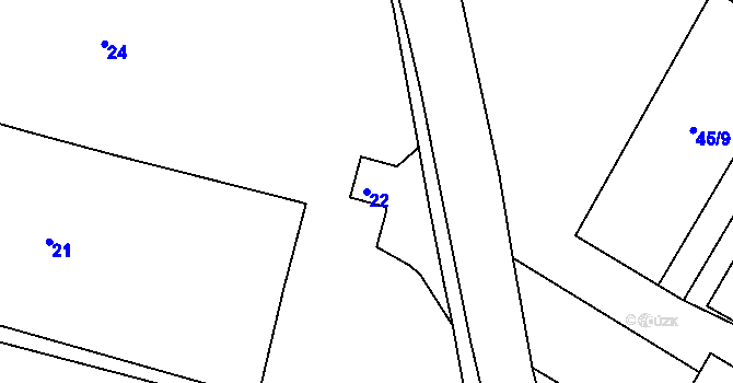 Parcela st. 22 v KÚ Kosmonosy, Katastrální mapa