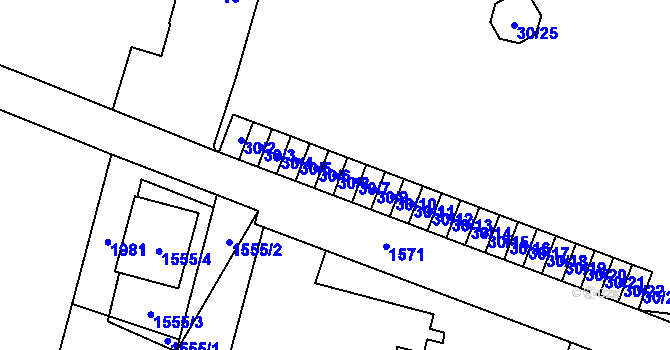 Parcela st. 30/8 v KÚ Kosmonosy, Katastrální mapa