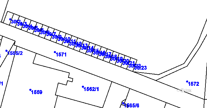 Parcela st. 30/18 v KÚ Kosmonosy, Katastrální mapa