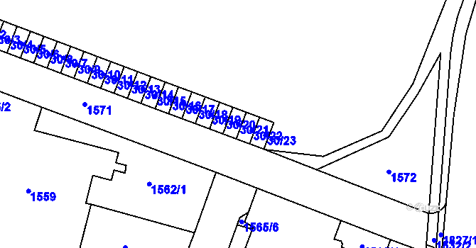 Parcela st. 30/21 v KÚ Kosmonosy, Katastrální mapa