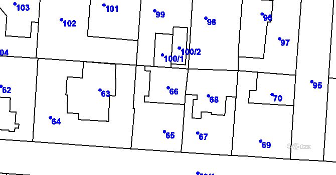 Parcela st. 66 v KÚ Kosmonosy, Katastrální mapa