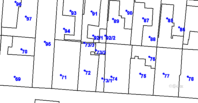Parcela st. 73 v KÚ Kosmonosy, Katastrální mapa