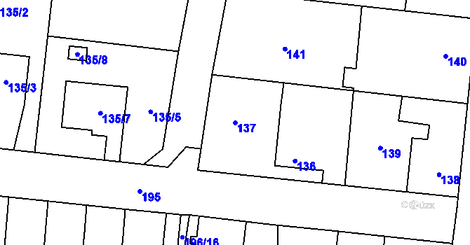 Parcela st. 137 v KÚ Kosmonosy, Katastrální mapa