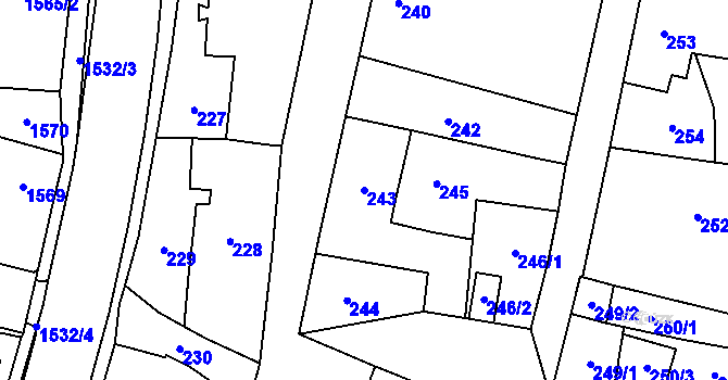 Parcela st. 243 v KÚ Kosmonosy, Katastrální mapa