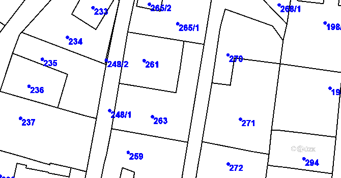 Parcela st. 262 v KÚ Kosmonosy, Katastrální mapa