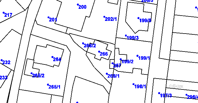 Parcela st. 266 v KÚ Kosmonosy, Katastrální mapa