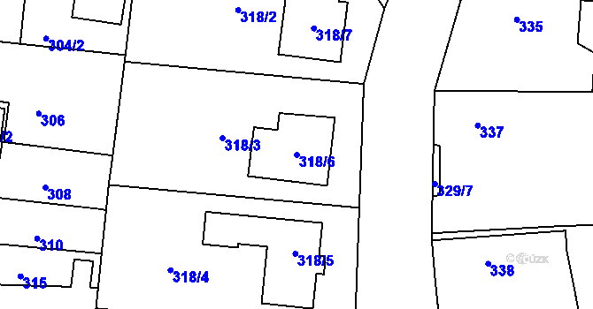 Parcela st. 318/6 v KÚ Kosmonosy, Katastrální mapa