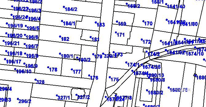 Parcela st. 329/1 v KÚ Kosmonosy, Katastrální mapa