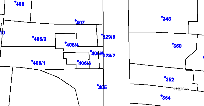 Parcela st. 329/2 v KÚ Kosmonosy, Katastrální mapa