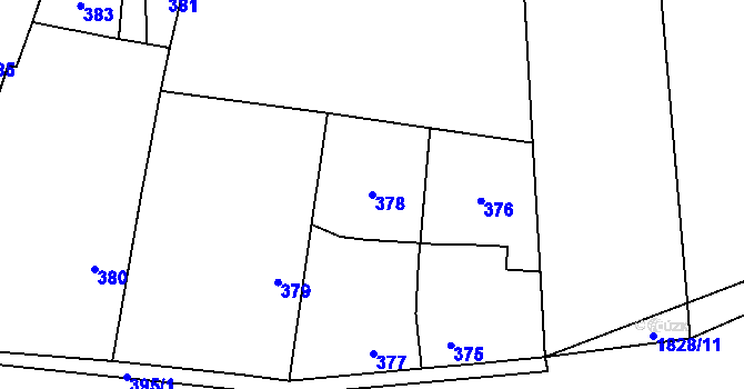 Parcela st. 378 v KÚ Kosmonosy, Katastrální mapa