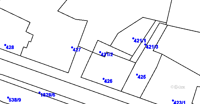 Parcela st. 421/2 v KÚ Kosmonosy, Katastrální mapa