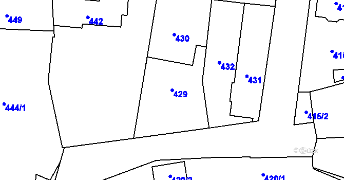Parcela st. 429 v KÚ Kosmonosy, Katastrální mapa