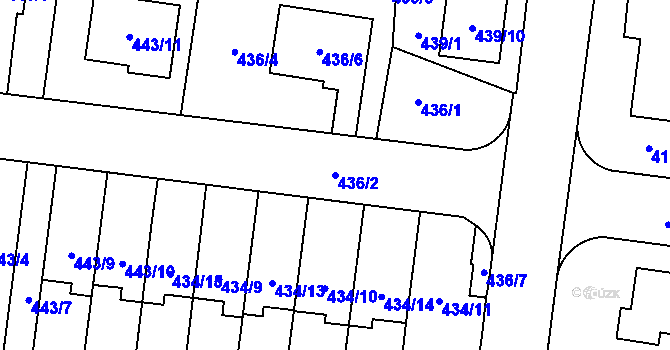Parcela st. 436/2 v KÚ Kosmonosy, Katastrální mapa