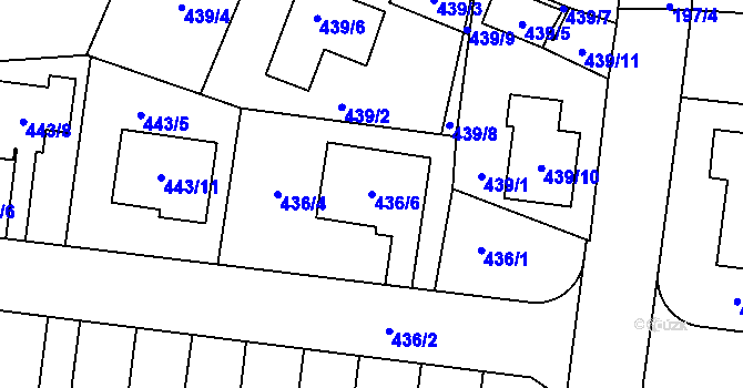 Parcela st. 436/6 v KÚ Kosmonosy, Katastrální mapa