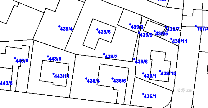 Parcela st. 439/2 v KÚ Kosmonosy, Katastrální mapa