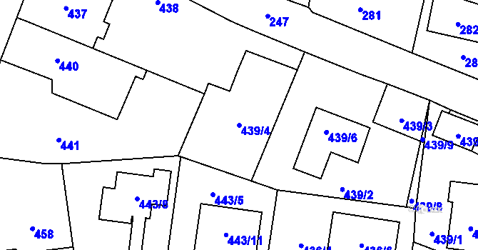 Parcela st. 439/4 v KÚ Kosmonosy, Katastrální mapa