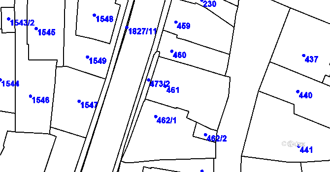 Parcela st. 461 v KÚ Kosmonosy, Katastrální mapa