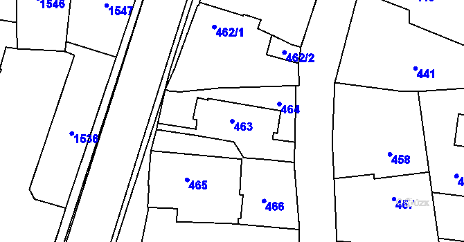 Parcela st. 463 v KÚ Kosmonosy, Katastrální mapa