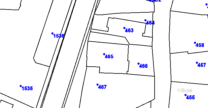 Parcela st. 465 v KÚ Kosmonosy, Katastrální mapa