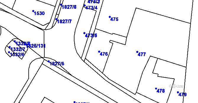 Parcela st. 476 v KÚ Kosmonosy, Katastrální mapa