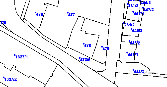 Parcela st. 478 v KÚ Kosmonosy, Katastrální mapa
