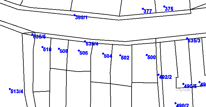 Parcela st. 504 v KÚ Kosmonosy, Katastrální mapa