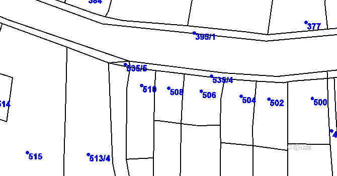 Parcela st. 508 v KÚ Kosmonosy, Katastrální mapa
