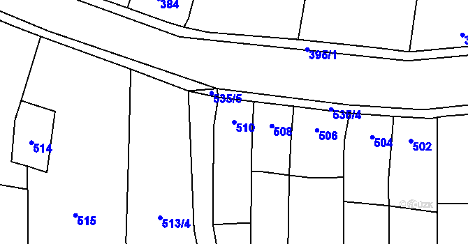 Parcela st. 510 v KÚ Kosmonosy, Katastrální mapa