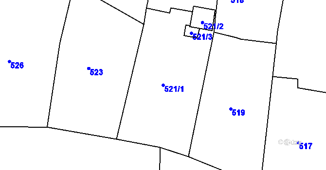 Parcela st. 521 v KÚ Kosmonosy, Katastrální mapa
