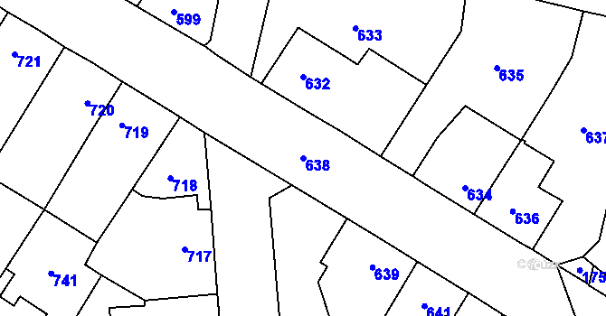 Parcela st. 638 v KÚ Kosmonosy, Katastrální mapa