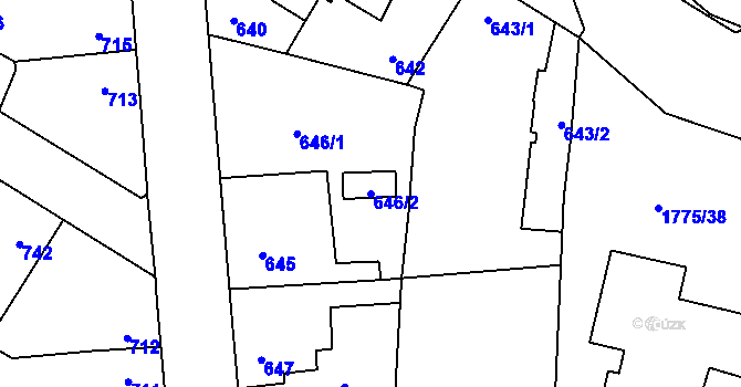 Parcela st. 646/2 v KÚ Kosmonosy, Katastrální mapa