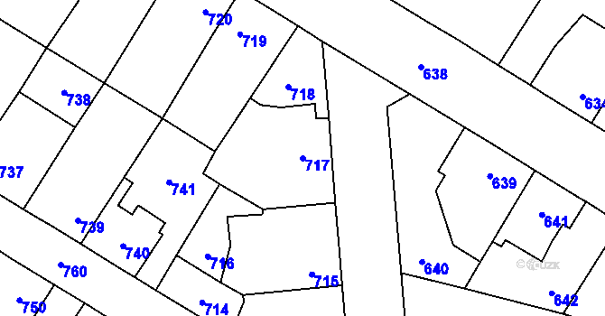 Parcela st. 717 v KÚ Kosmonosy, Katastrální mapa