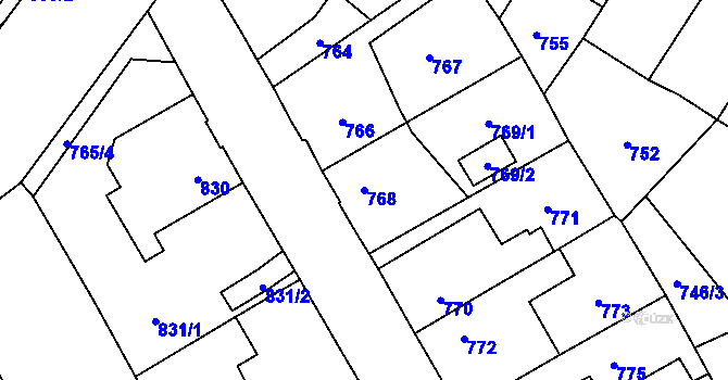 Parcela st. 768 v KÚ Kosmonosy, Katastrální mapa