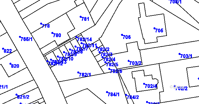 Parcela st. 782/3 v KÚ Kosmonosy, Katastrální mapa