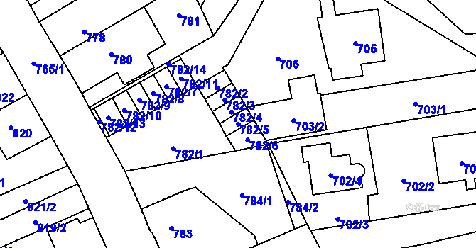 Parcela st. 782/5 v KÚ Kosmonosy, Katastrální mapa