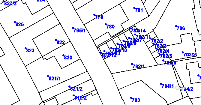 Parcela st. 782/12 v KÚ Kosmonosy, Katastrální mapa