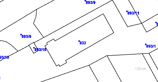 Parcela st. 832 v KÚ Kosmonosy, Katastrální mapa