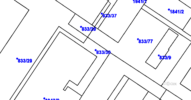 Parcela st. 833/30 v KÚ Kosmonosy, Katastrální mapa