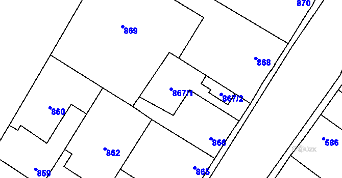 Parcela st. 867/1 v KÚ Kosmonosy, Katastrální mapa