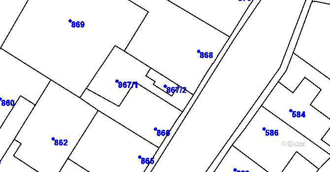 Parcela st. 867/2 v KÚ Kosmonosy, Katastrální mapa