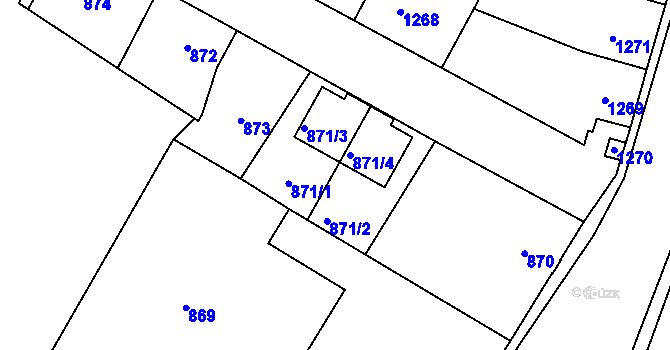 Parcela st. 871 v KÚ Kosmonosy, Katastrální mapa