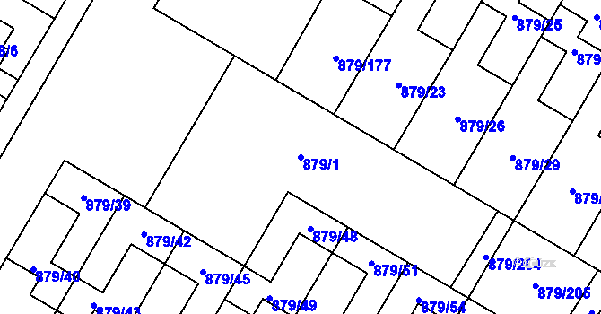 Parcela st. 879/1 v KÚ Kosmonosy, Katastrální mapa