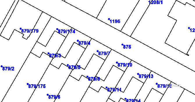 Parcela st. 879/7 v KÚ Kosmonosy, Katastrální mapa