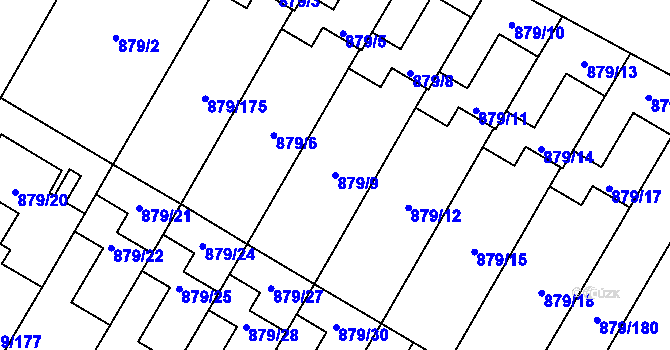 Parcela st. 879/9 v KÚ Kosmonosy, Katastrální mapa