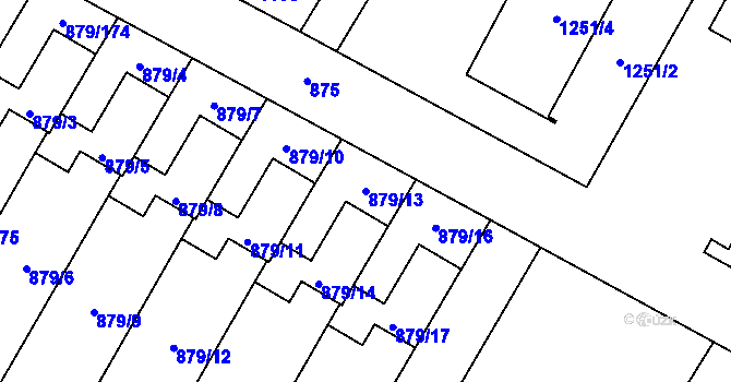 Parcela st. 879/13 v KÚ Kosmonosy, Katastrální mapa