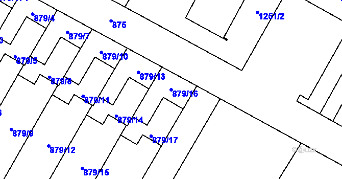 Parcela st. 879/16 v KÚ Kosmonosy, Katastrální mapa