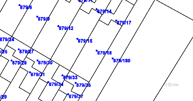 Parcela st. 879/18 v KÚ Kosmonosy, Katastrální mapa